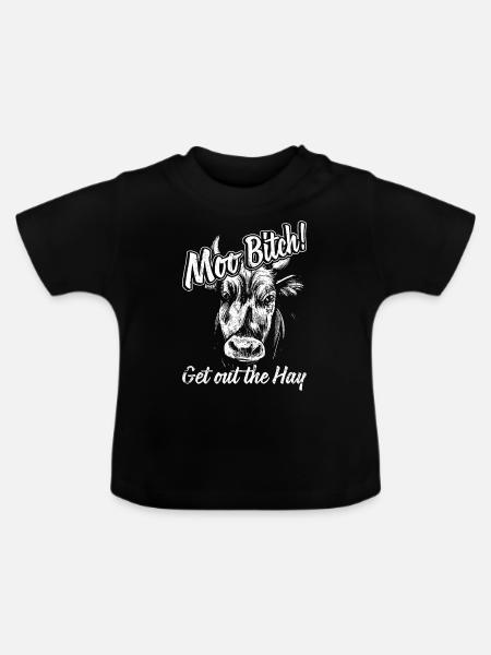 Landwirtschaft Kuh Geschenk - Baby Bio-T-Shirt mit Rundhals - Schwarz