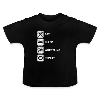 Wrestling Martial Arts Tournament Gift Ringer - Baby Organic T-Shirt with Round Neck - black - Front