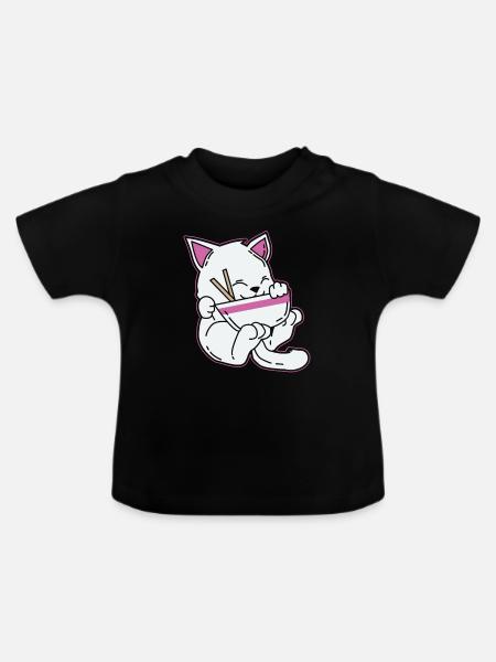 Japon Anime T-Shirt Cadeau Manga Cats Pop - T-shirt bio col rond Bébé - noir