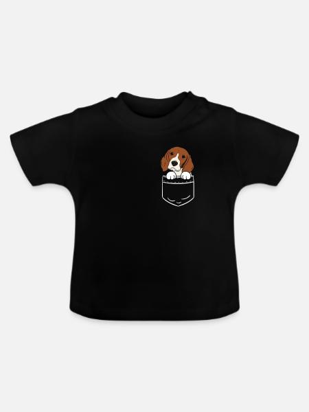 Beagle Hund Tasche Pocket Lustig Geschenk - Baby Bio-T-Shirt mit Rundhals - Schwarz