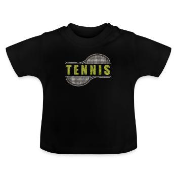 Tennis rackets - Baby Organic T-Shirt with Round Neck - black - Front