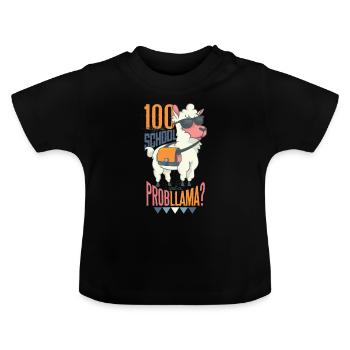 100 jours d'école Llama Lama Peru Alpaca - T-shirt bio col rond Bébé - noir - Devant
