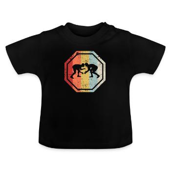 Wrestling Wrestling Ringer Gift Father Father's Day - Baby Organic T-Shirt with Round Neck - black - Front