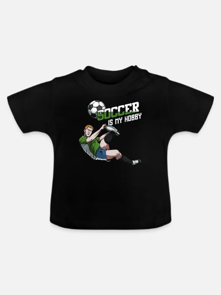 Fußball - Baby Bio-T-Shirt mit Rundhals - Schwarz