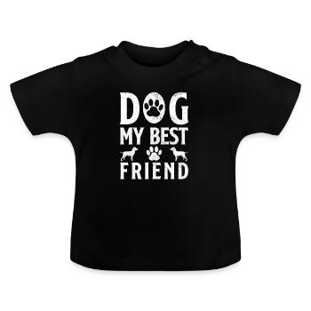 Dog dog friend paw pet dogs gift - Baby Organic T-Shirt with Round Neck - black - Front