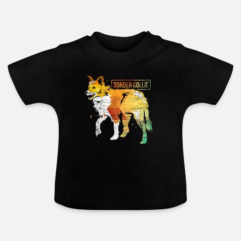 Border Collie polygone - T-shirt bio col rond Bébé - noir