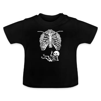 Pregnancy x-ray ribs skeleton reading book - Baby Organic T-Shirt with Round Neck - black - Front