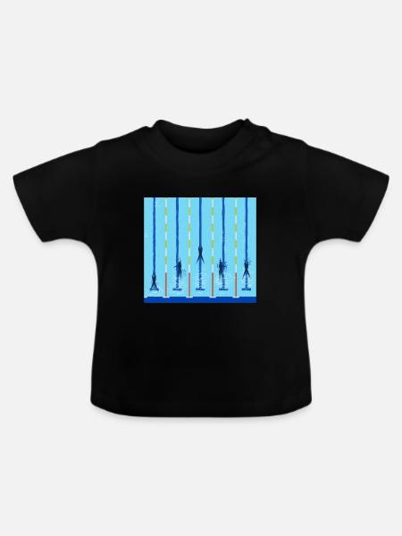 Swimming pool Swimming lanes Competition Gift - Baby Organic T-Shirt with Round Neck - black
