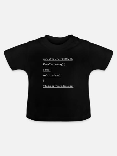 Code informaticien développeur café - T-shirt bio col rond Bébé - noir