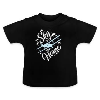 sky is my home - Baby Organic T-Shirt with Round Neck - black - Front