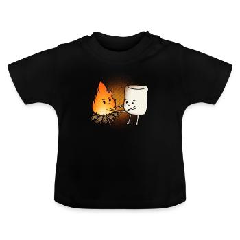 Marshmallow Man et feu cadeau de camping - T-shirt bio col rond Bébé - noir - Devant