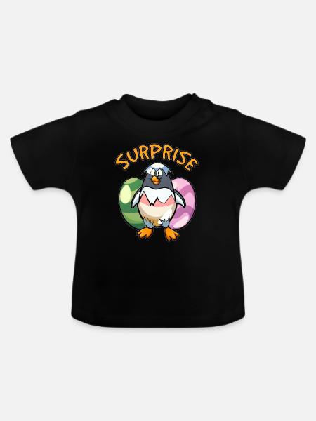 Camiseta de pascua para niños pingüino. - Ekologisk T-shirt med rund hals baby - svart