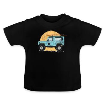 Surfing Jeep Urlaub - Baby Bio-T-Shirt mit Rundhals - Schwarz - Vorne