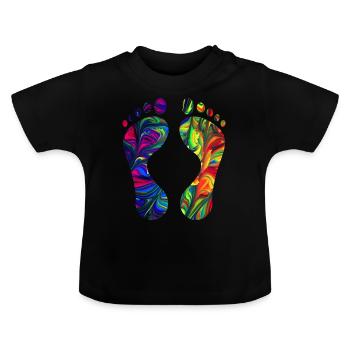 Pieds - T-shirt bio col rond Bébé - noir - Devant