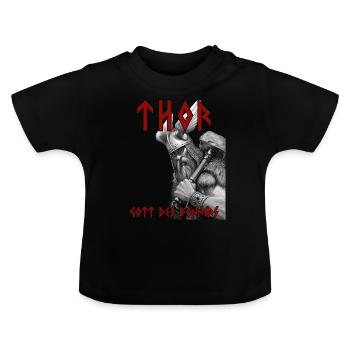 Thor - God of Thunder - Baby Organic T-Shirt with Round Neck - black - Front