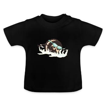 Floating biscuit - Baby Organic T-Shirt with Round Neck - black - Front