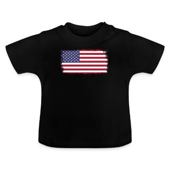 Drapeau américain - T-shirt bio col rond Bébé - noir - Devant