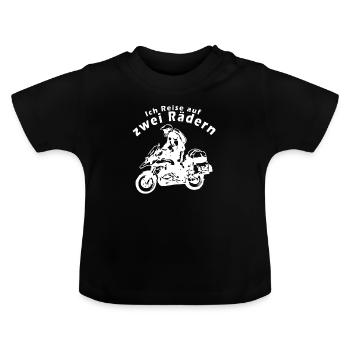 I travel on two wheels - Baby Organic T-Shirt with Round Neck - black - Front