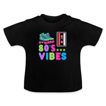 80s 80s theme party 1980 disco gift - Baby Organic T-Shirt with Round Neck - black - Front