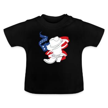 Linedance - Linedancer - Bottes Cowboy Pays - T-shirt bio col rond Bébé - noir - Devant