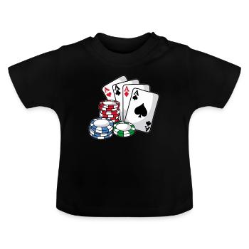POKER Karten Pokerchips Texas Holdem Geschenk - Baby Bio-T-Shirt mit Rundhals - Schwarz - Vorne