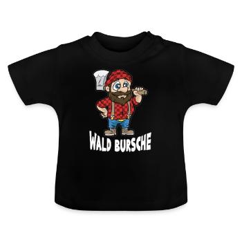 WALD BURSCHE Forestier forestier forestier bûcheron Dessin animé - T-shirt bio col rond Bébé - noir - Devant