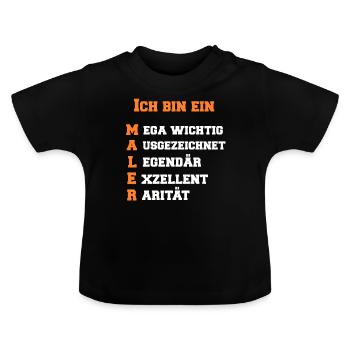 Maler - Baby Bio-T-Shirt mit Rundhals - Schwarz - Vorne