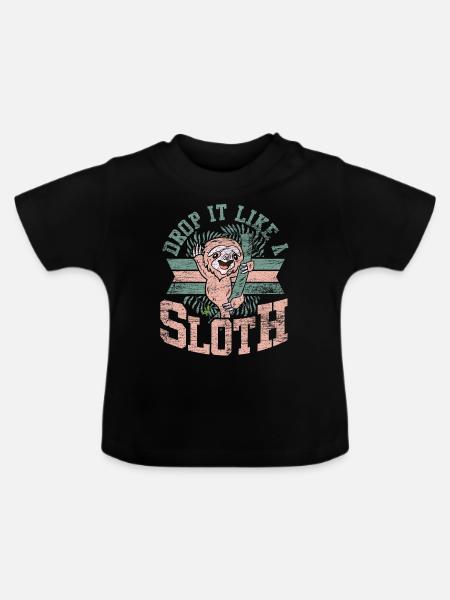 Faultier Vorbild - Baby Bio-T-Shirt mit Rundhals - Schwarz