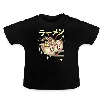 Bol de nouilles Kawaii Ramen - T-shirt bio col rond Bébé - noir - Devant