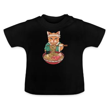 Ramen Kawaii Nouilles Maneki - T-shirt bio col rond Bébé - noir - Devant