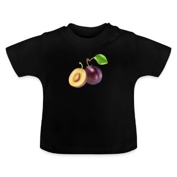 Prune prune image cadeau idée - T-shirt bio col rond Bébé - noir - Devant
