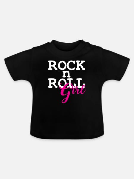 Rock 'n' Roll - Økologisk baby-T-skjorte med rund hals - svart