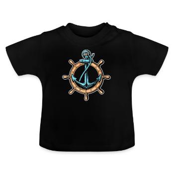 Ancre bateau bateau bateau marin - T-shirt bio col rond Bébé - noir - Devant