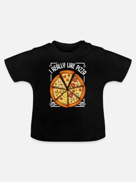 Pizza - Baby Bio-T-Shirt mit Rundhals - Schwarz