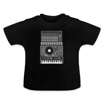 Synthétiseur Old School Turntable Hip Hop cadeau - T-shirt bio col rond Bébé - noir - Devant