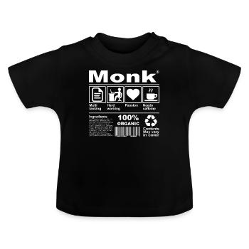 moine - T-shirt bio col rond Bébé - noir - Devant
