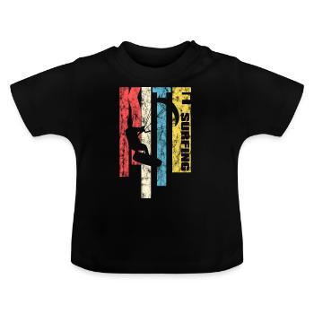 Kite surfing retro washed look surfer watersports - Baby Organic T-Shirt with Round Neck - black - Front