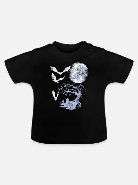 Fledermaus Mond - Baby Bio-T-Shirt mit Rundhals - Schwarz
