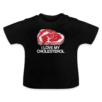 Cholesterol Fleischfresser Ketogene Diät Geschenk - Baby Bio-T-Shirt mit Rundhals - Schwarz - Vorne