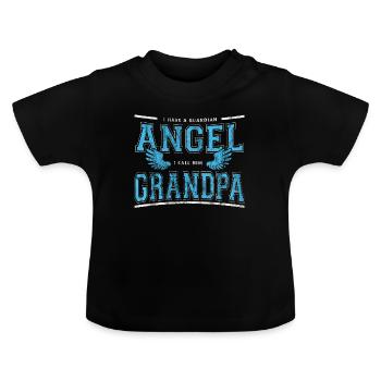 Schutzengel Opa - Baby Bio-T-Shirt mit Rundhals - Schwarz - Vorne