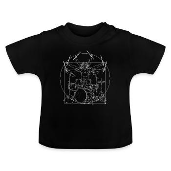 Schlagzeug Da Vinci - Drummer Vitruv Rock Geschenk - Baby Bio-T-Shirt mit Rundhals - Schwarz - Vorne