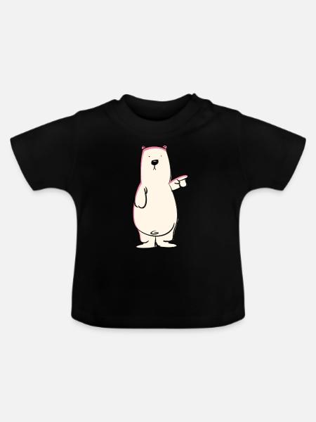 Eisbär Bär Bärchen T-Shirt - Baby Bio-T-Shirt mit Rundhals - Schwarz