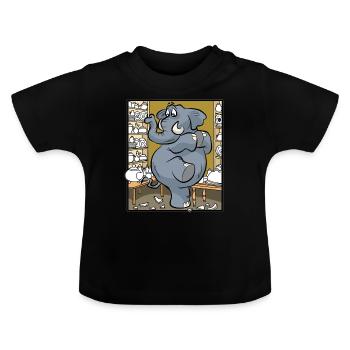 Elefant im Porzellanladen Tollpatsch ungeschickt - Baby Bio-T-Shirt mit Rundhals - Schwarz - Vorne