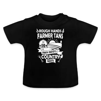 Farmer farmer farmer - Baby Organic T-Shirt with Round Neck - black - Front