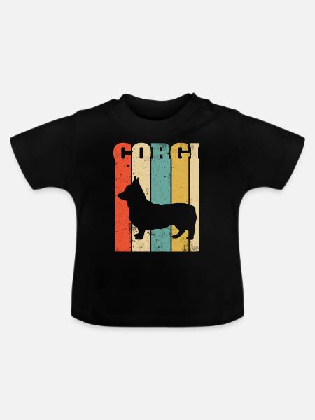 Retro Weinlese-Corgi - Baby Bio-T-Shirt mit Rundhals - Schwarz