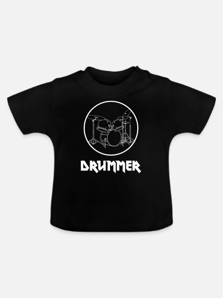 Drummer - Schlagzeug - Baby Bio-T-Shirt mit Rundhals - Schwarz