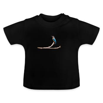 Eisvogel auf Ast - Baby Bio-T-Shirt mit Rundhals - Schwarz - Vorne