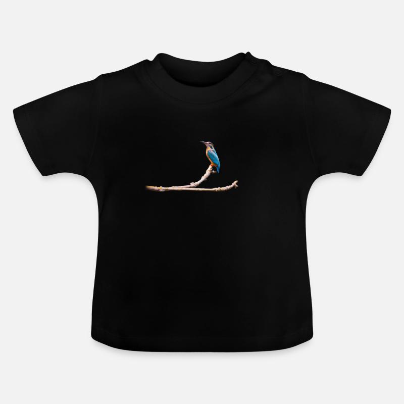 Martin-pêcheur sur une branche - T-shirt bio col rond Bébé - noir