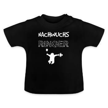 Nachwuchs Ringer - Geschenkidee Geburt Baby - Baby Bio-T-Shirt mit Rundhals - Schwarz - Vorne
