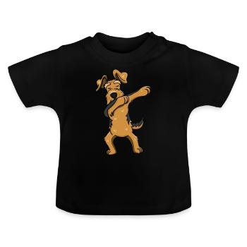 Cadeau drôle de danse de chien Airedale - T-shirt bio col rond Bébé - noir - Devant